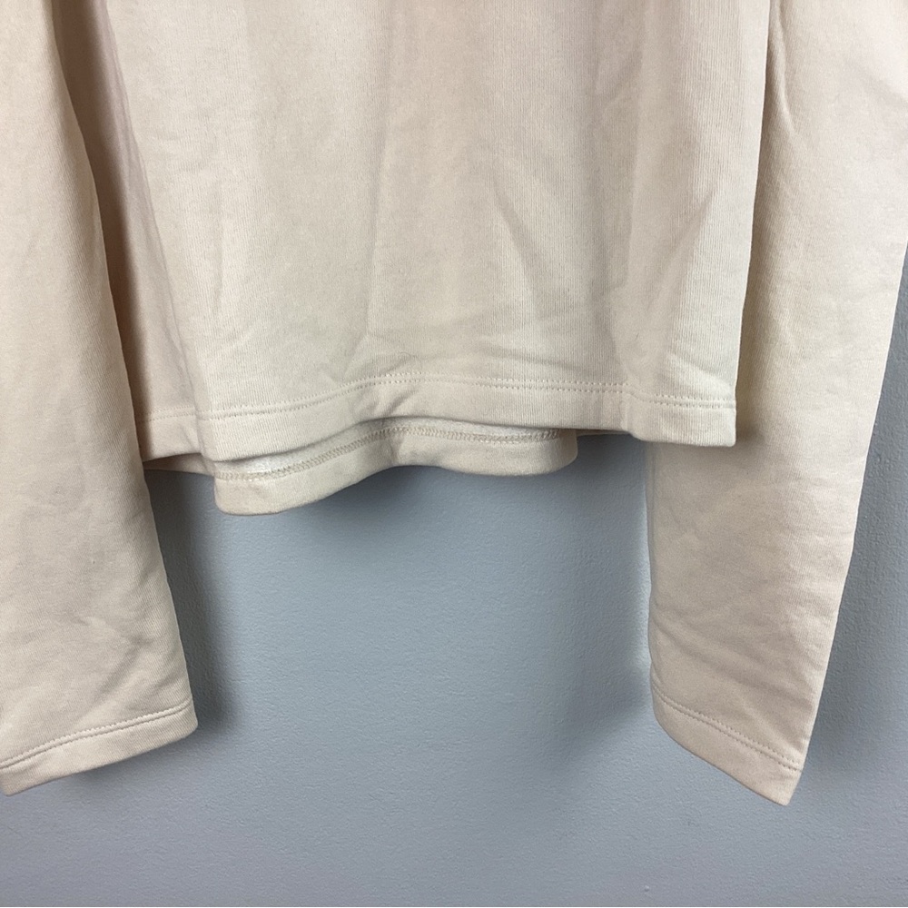Zara Women’s Puff Sleeve Beige Cropped Crew Neck Pullover Sweatshirt Top S - NWT - Picture 9 of 10